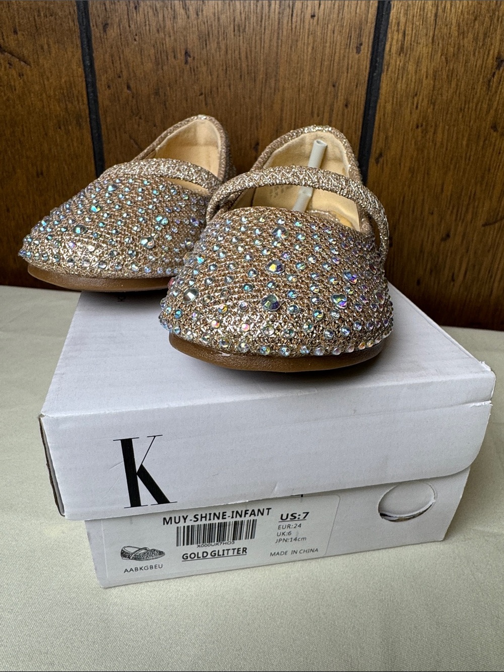 Dream Pairs Gold Glitter Mary Jane with Multicolor Rhinestones - Picture 2 of 8